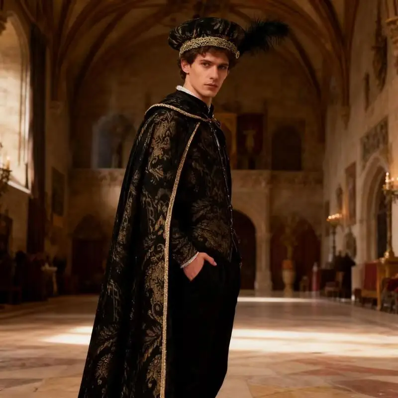 New Medieval Renaissance Nobleman Tudor King Costume CapeRenFaireShirt cape view 3