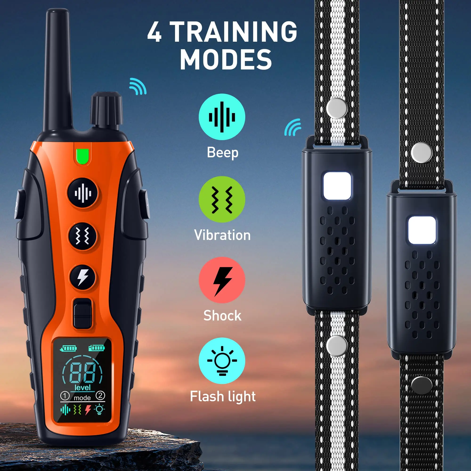 3280Ft Electric Dog Training Collar Remote Control Waterproof Pet BehaviorFor 5-120lbs Puppy With Vibration Shock