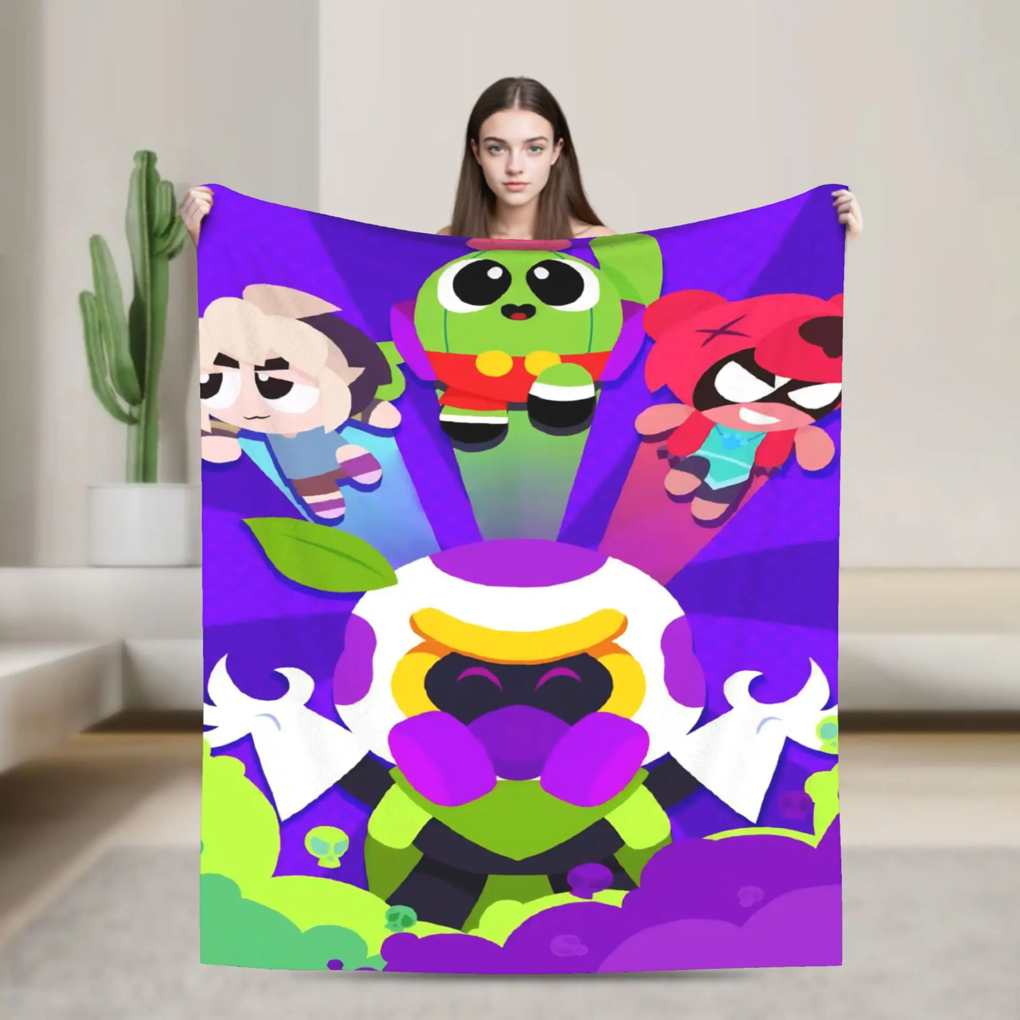 Sandy Leon Spike Game Blankets Fleece Print  Portable Warm Throw Blanket for Sofa Office Rug Piece