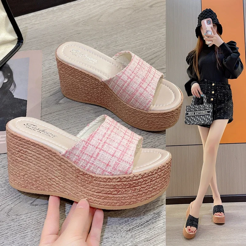 

2024 Women's Shoes Basic Women's Slippers Outside Slippers Ladies Wedges Shoes for Women Platform Sandals Zapatos De Mujer