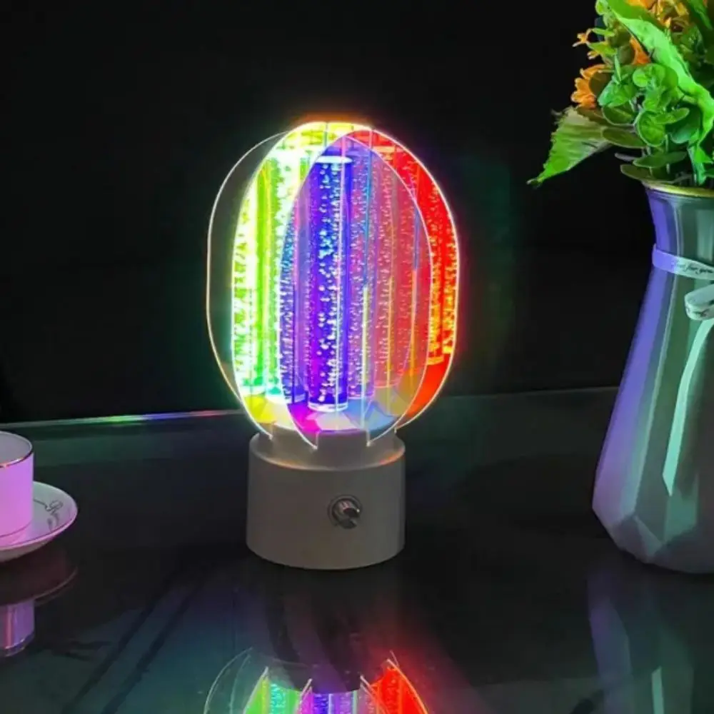 Dimmable Acrylic Nightstand Lamp Rechargeable Battery Plastic RGB Illumination Bedside Lamps Portable 360 Rotation