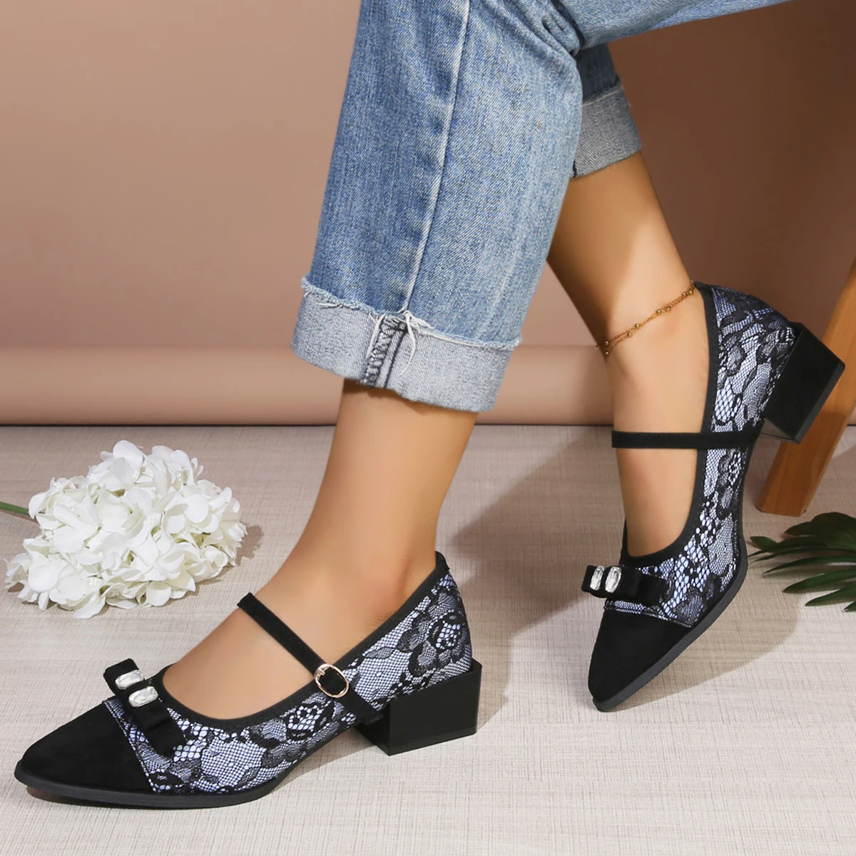 Elegantes zapatos de tacón con - Pump Heel Block reseña y precio