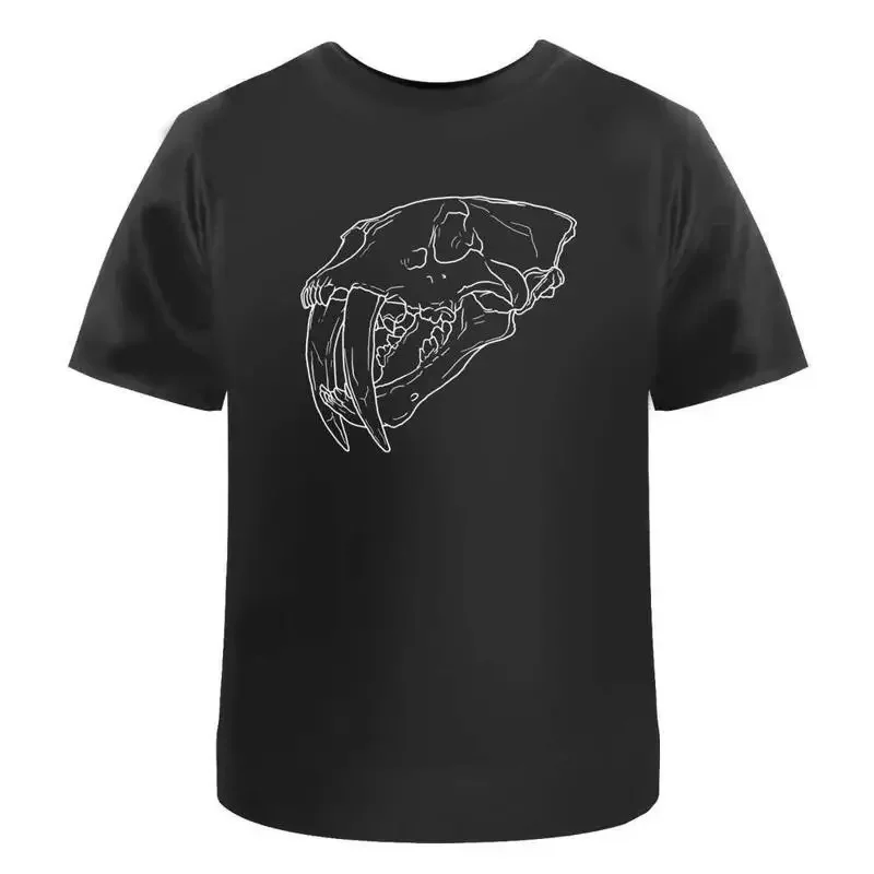 Saber Toothed Tiger Skull' Cotton T Shirt Ta029380