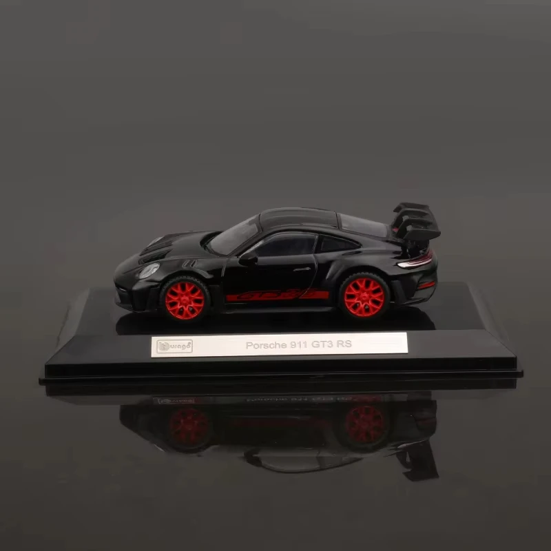 متوفر 1:43 Bburago Porsche 911 GT3 RS غطاء غبار بورش 963 صندوق أكريليك 24 ساعة لو مان بطل رالي سبيكة سيارة لعبة مجسمة هدية