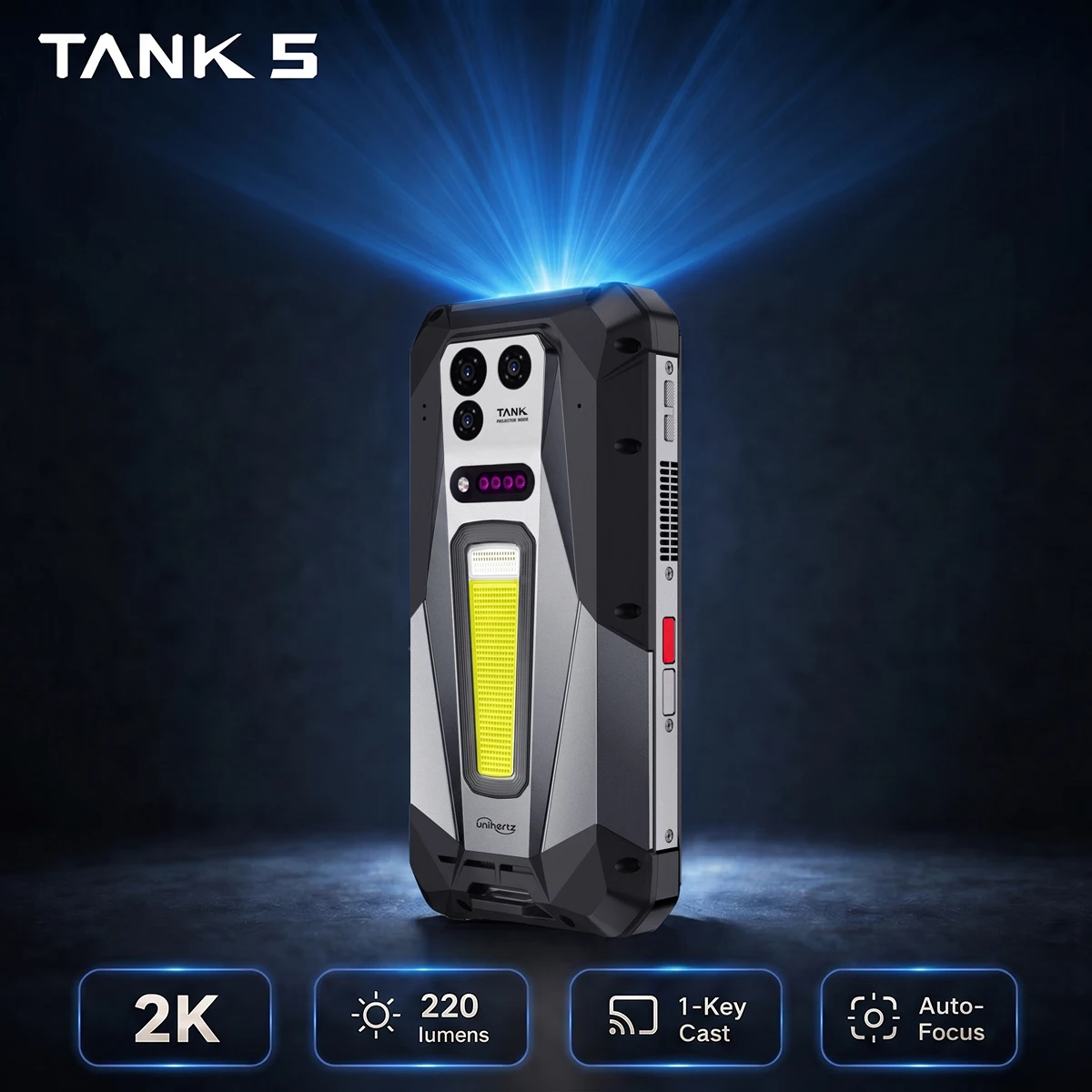 Unihertz 8849 TANK 5 Rugged 5G Smartphone with 2K Projector 9400e CPU 3K AMOLED 17600mAh 18+512GB Support eSIM WiFi 7 Android 16