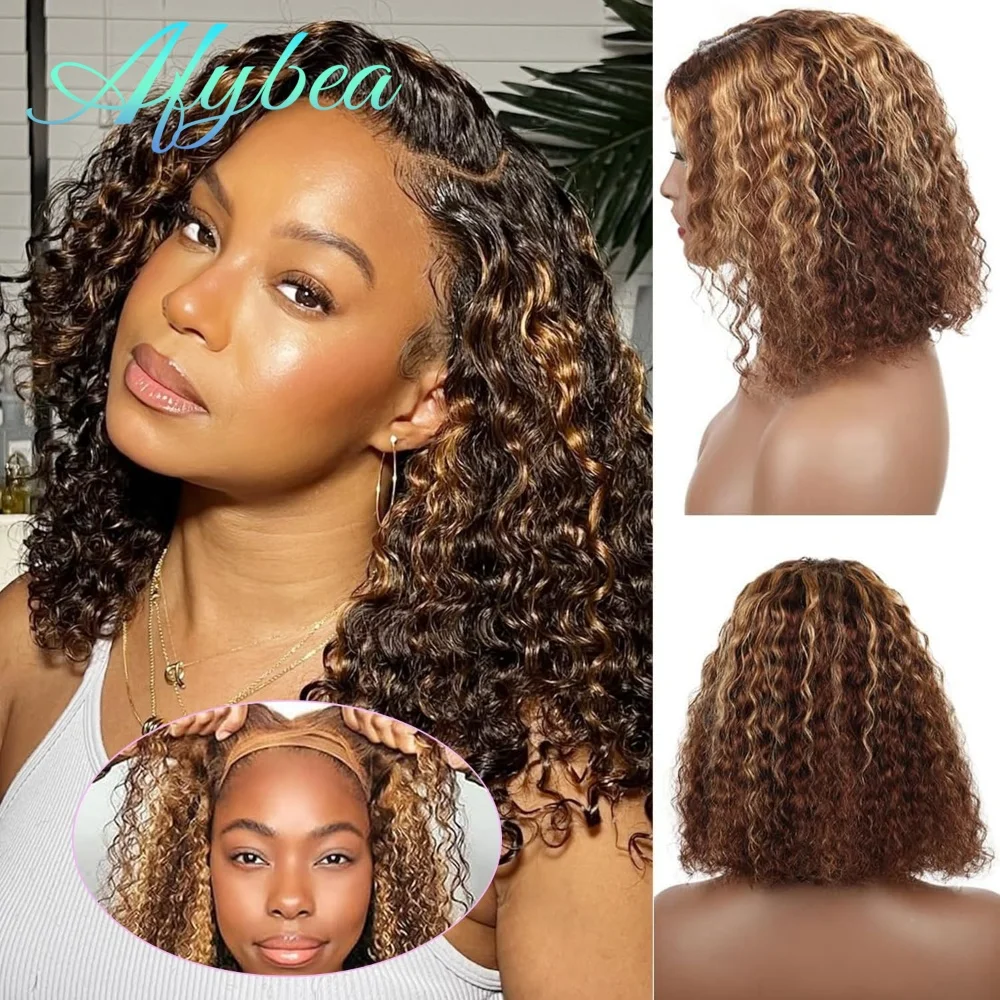 

Готовые к носке бесшовные парики 5x5 Bob Highlight из натуральных волос, плотность 210, глубокая волна, кружевной фронтальный парик 427, предварительно прорезанный, для женщин