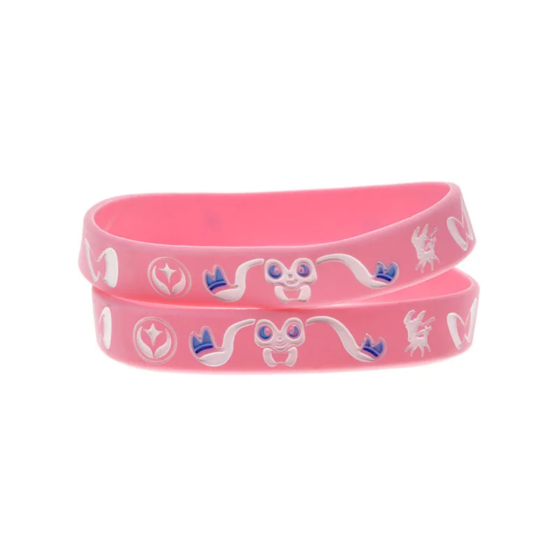 

50 Pcs Anime Character Silicone Wristband for Birthday and Wedding Surprise Small Gift Pink Bangle