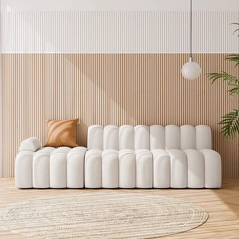 Small Family Lambswool Sofa Straight White Drop Shipping Modern Couch Minimalist Adults Sofa Sala De Estar Living Room Furniture