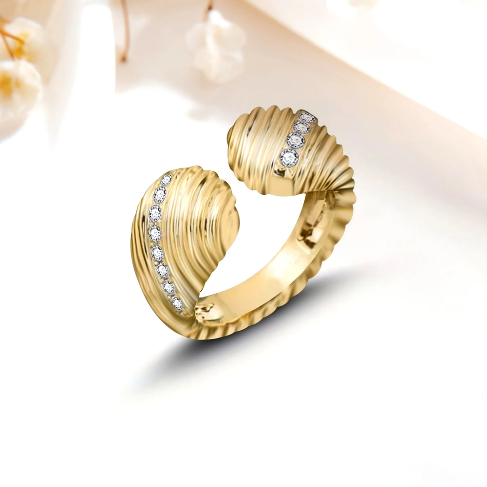 

2025 New High Aesthetic Creativity Micro-inlaid Zircon Size Adjustable Ring Fashion Atmosphere Couples Jewelry
