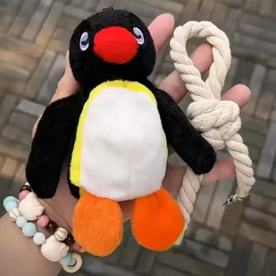 Nuevo colgante de llavero de felpa Pingu Sling de 16CM, bonito muñeco de Animal, mochila, colgante, accesorios para bolso, regalos decorativos para niños