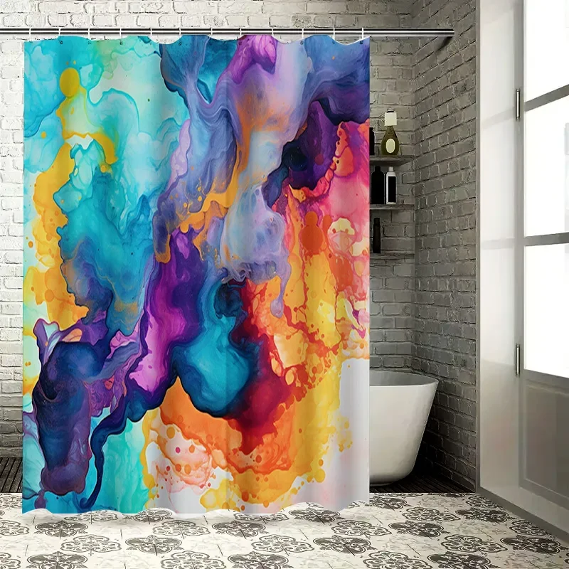 

Современный декор для ванной комнаты, занавеска для душа с яркими дымчатыми узорами для украшения дома, многоцветный градиент с дымовым принтом, шампунь Wa