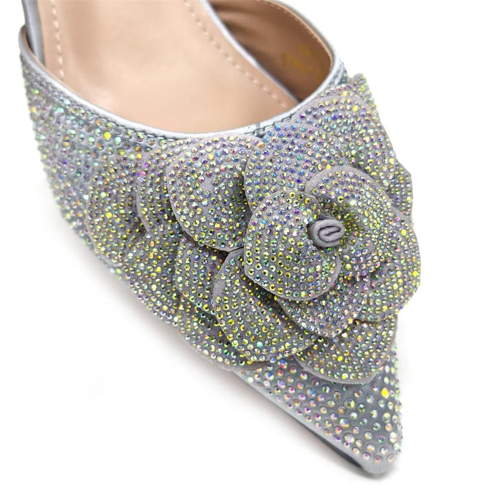 Spitze Spitze neuesten bunten Pailletten und Diamant Schmetterling Design Damenschuhe und Taschen Set schwarze Farbe – Detail 5