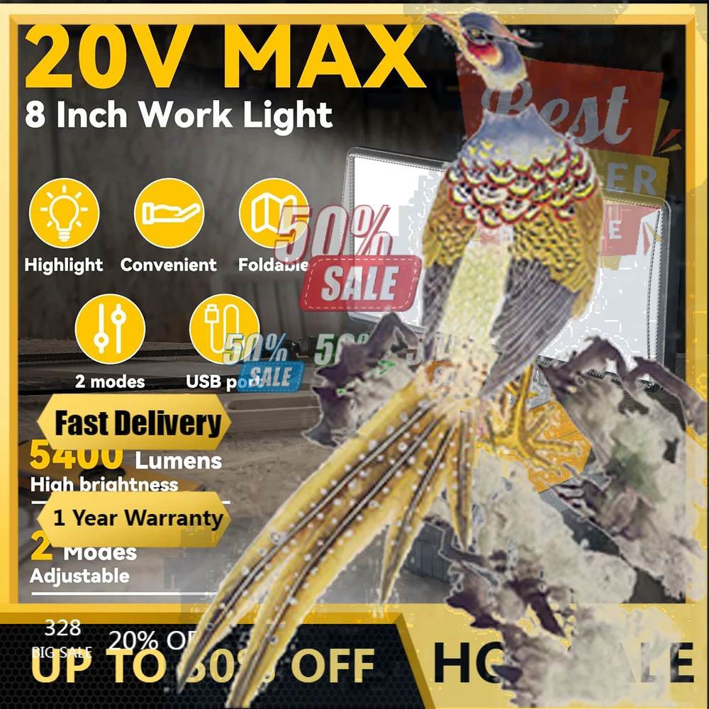

【Fast Delivery】90W Portable High Brightness LED Work Light 8 Inches Cordless Battery Light For Dewalt For Miwaulkee Spotlights U
