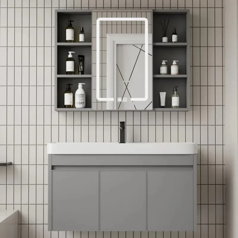#Luxury Makeup Bathroom Cabinet Sink Organizer Washbasin Mirror Modern Storage Cabinet Vanity Modern Vestidores Lounge Furniture