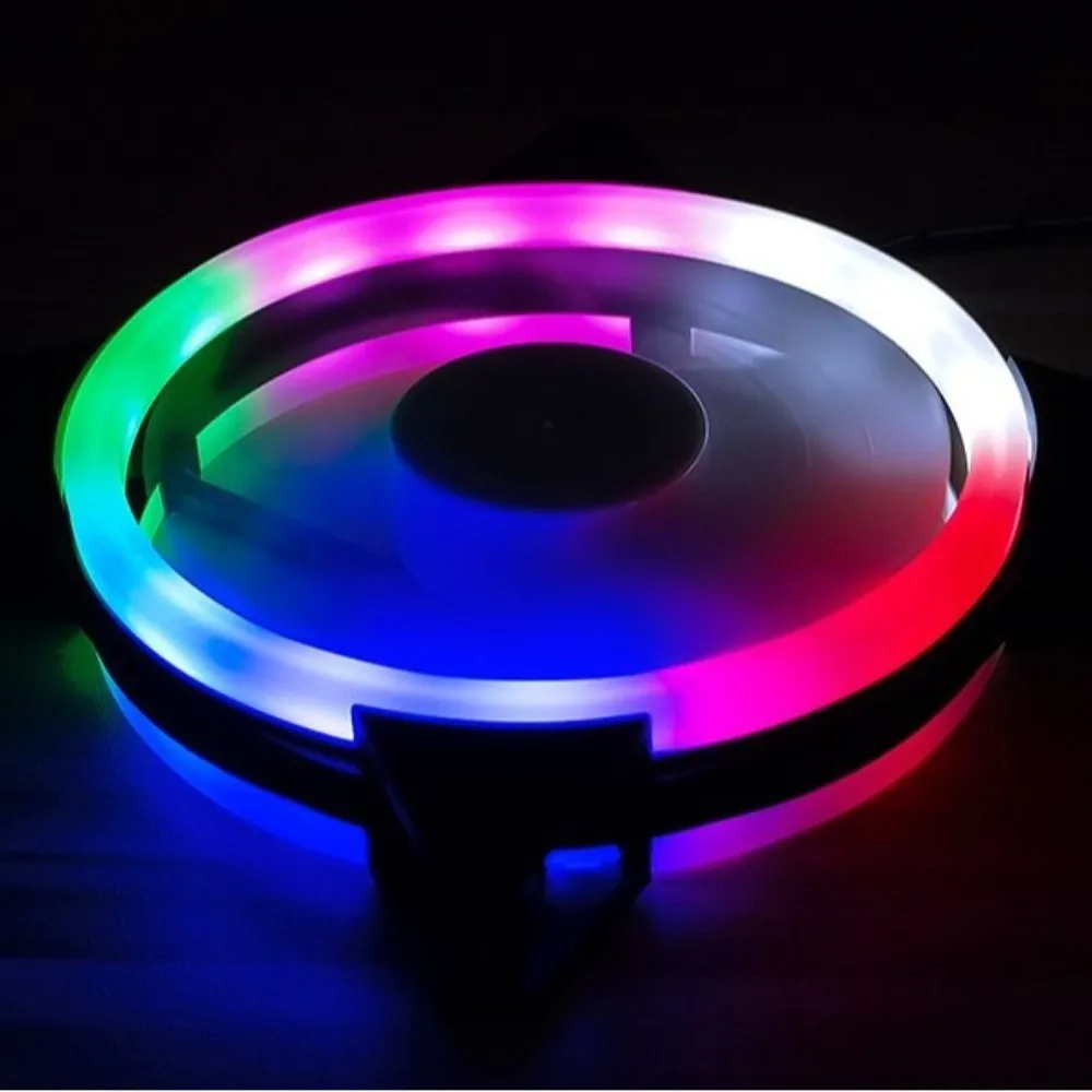 RGB Fan 12cm Case Fan Dual Aperture 120mm Computer Fan LED High Airflow PC Silent Fan Desktop PC