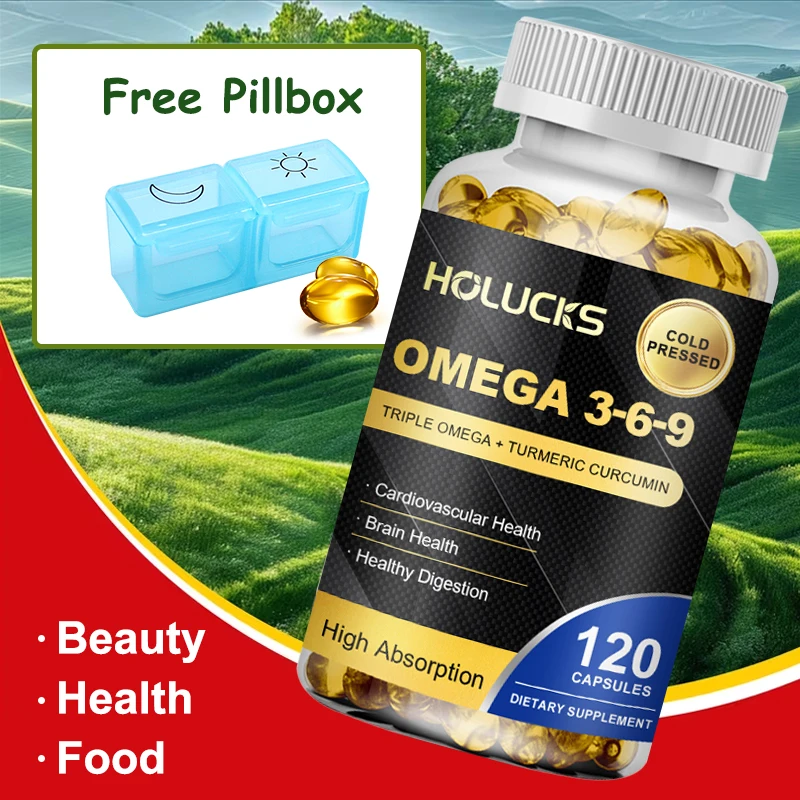 Omega 3 6 9 Fish Oil Capsules, Support Brain Health, Enhances Concentration, Memory, Improves Blood Circulation, Eye Support