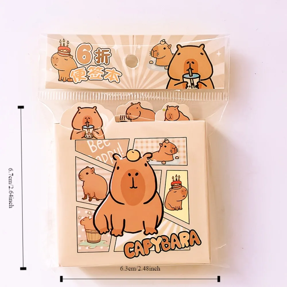 Hadiah 6 hadiah lipat catatan tempel Kawaii Mini lucu Memo Pad kertas Capybara untuk melakukan daftar perencana stiker