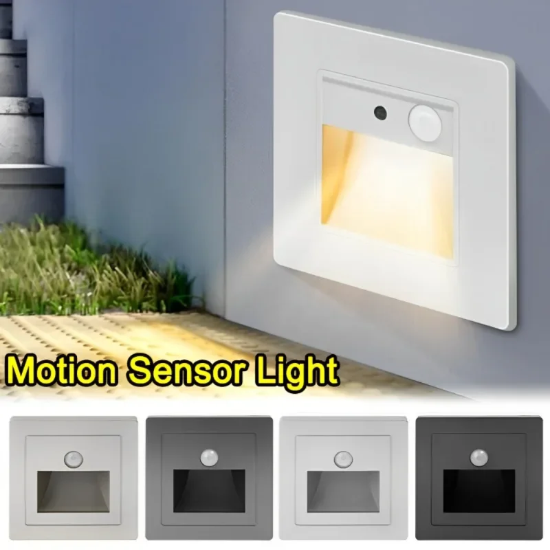 Recessed PIR Sensor Stairs Wall Lamp Indoor Stairs Wall Light Corridor Lamp AC85-265V Wall Stairs Lighting Sensor Lamp