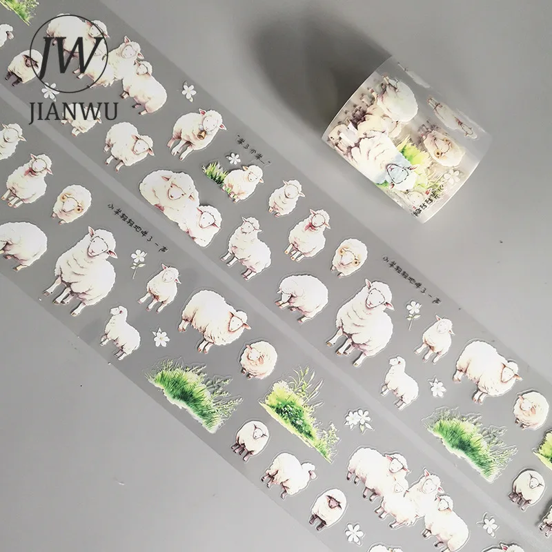 JIANWU Animal Diary Series Vintage Cute Cat and Dog Landscape Material Collage PET Tape Creative DIY Journal Stationery