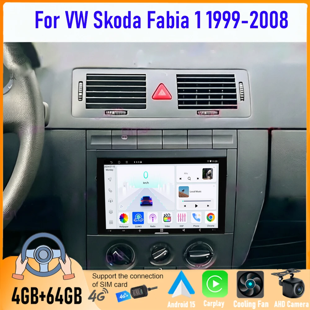 7''  For VW Skoda 1 1999-2008 Car Radio Android GPS Navi Head Unit Carplay Apple Android Bluetooth Camera Google Map FM Stereo