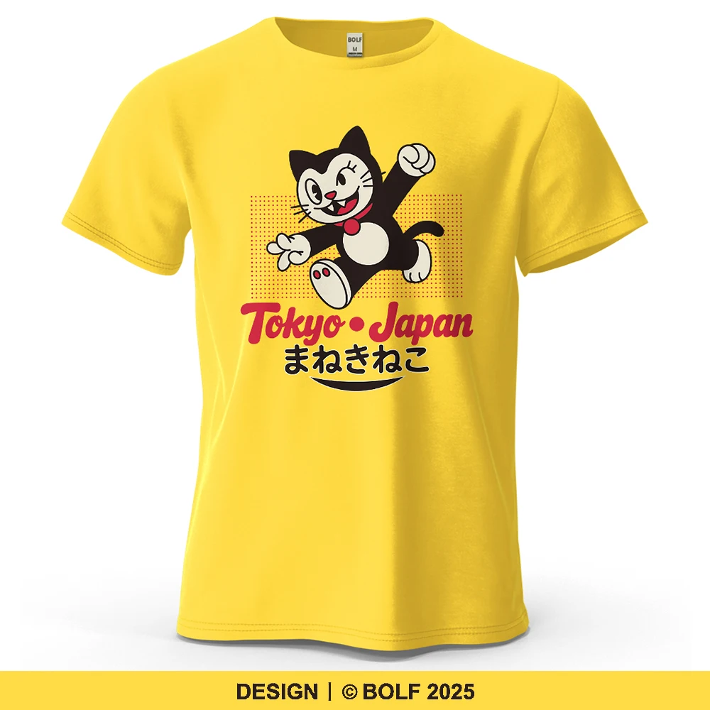 طوكيو اليابان Maneki Neko مطبوعة تي شيرت رجالي 100% القطن المتضخم لطيف الجرافيك تيز للنساء بلايز تيز الشارع الشهير