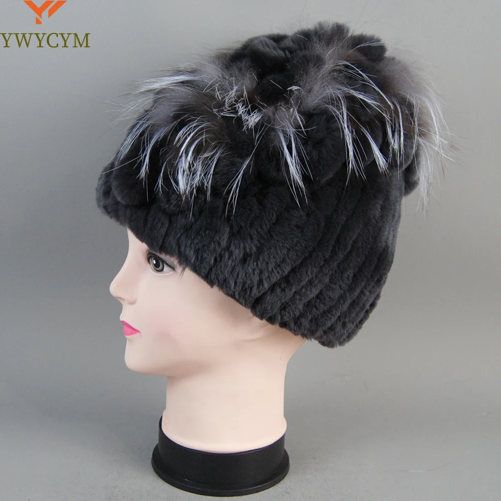 

New Luxury Women Fur Hat For Winter Handmade Natural Rex Rabbit Fox Fur Cap Russian Female Fur Headgear Brand Warm Beanies Cap