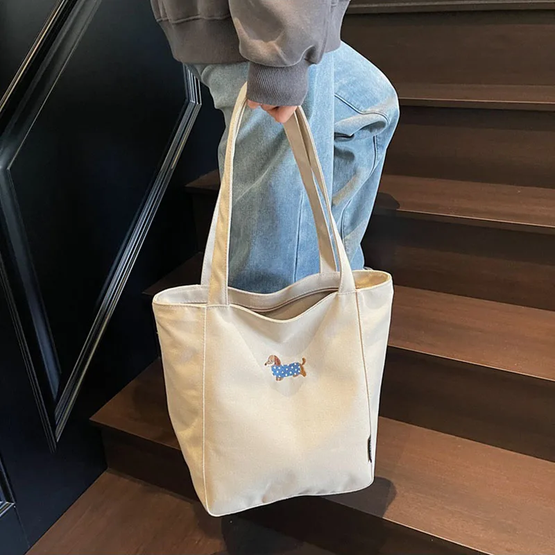 

Холщовая сумка для женщин, новинка 2023 года, универсальная сумка на одно плечо для студентов колледжа, дорожная большая вместительная сумка для работы Bolsa