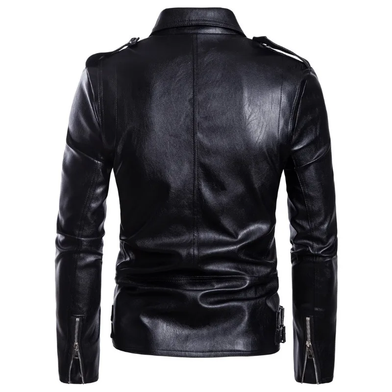 2024 Spring and Autumn New Fashion Men\'s Motorcycle Large Leather Coat with Multi Zipper Leather Jacket M-5XL