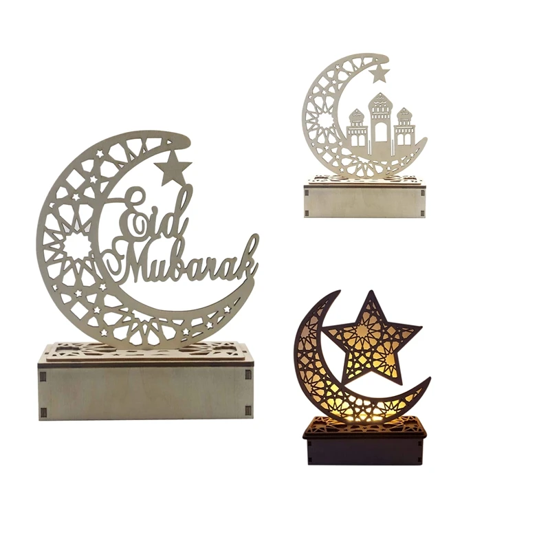 

Wooden Led Light Palace Eid Mubarak Decor Ramadan Decoration Muslim Craft Supplies Ramadan Decoration Home Party Decor