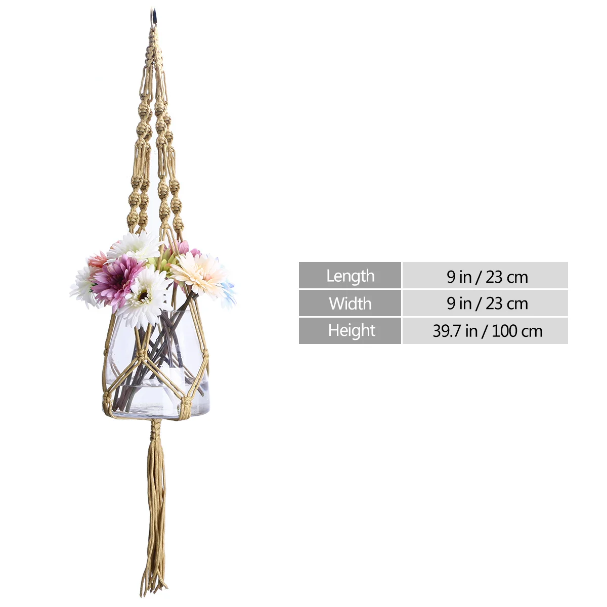 

Macrame Cotton Rope Plant Hanger Yellowish Brown Indoor Outdoor Hanging Planter for Pots Wall Decor