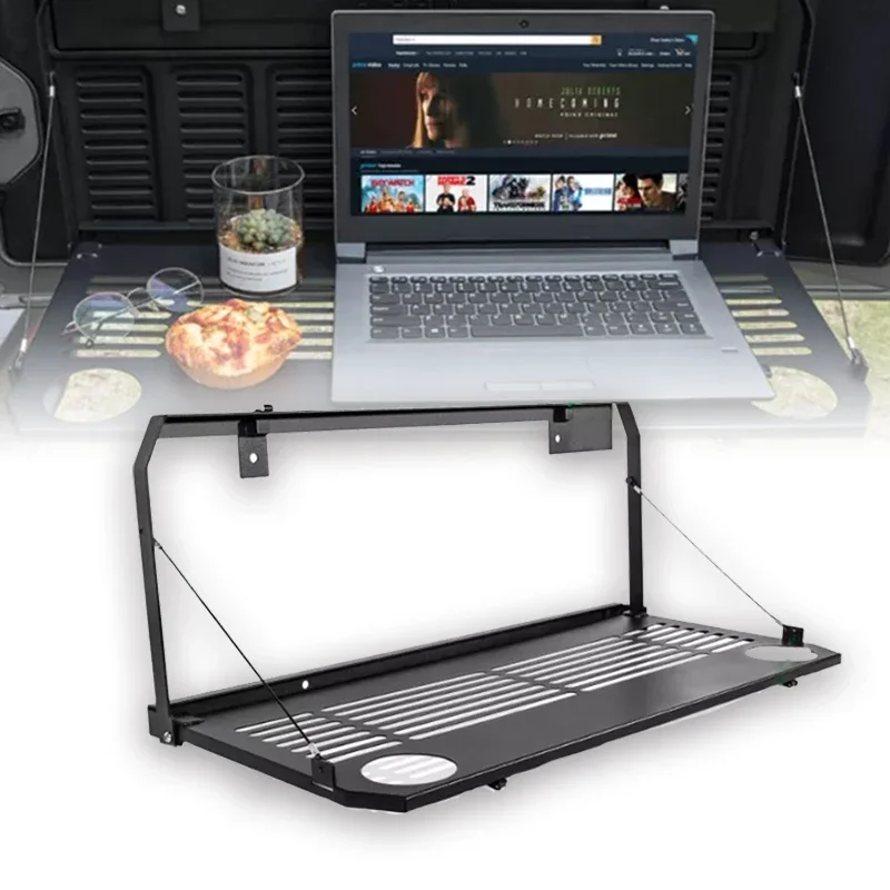 

New Foldable Rear Door Storage Rack Shelf,Black Aluminum Tailgate Table For Jeep Wrangler JL LU 2018+