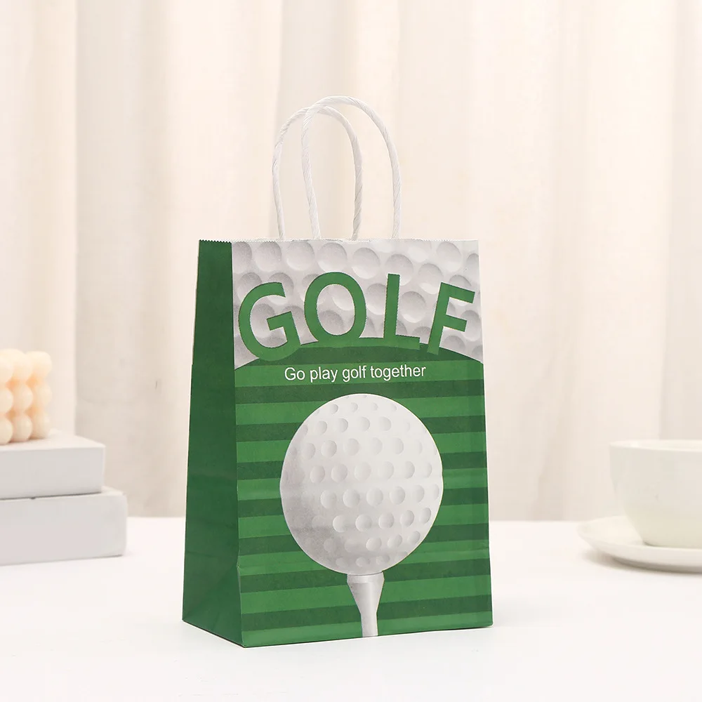 6Pc Ball Game Golf Paper Gift Packaging Bag Soccer Sports Theme Candy Bag Shopping Tote Bag for Birthday Baby Shower Party Decor