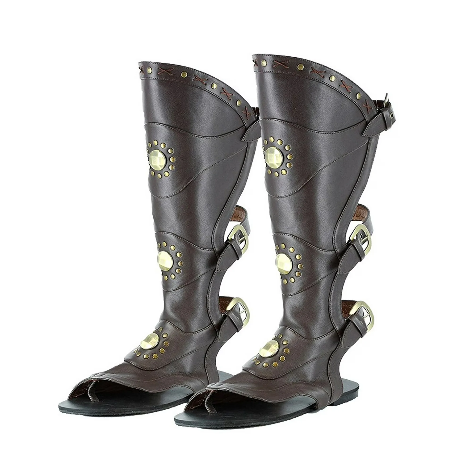 Neue mittelalterliche Renaissance-Sandalen mit Nieten, hohe Stiefelsandalen, römische Rittersandalen für Herren, Cosplay-Kriegersandalen, Sommer-Strand-Freizeitschuhe für Halloween. – Detail 7