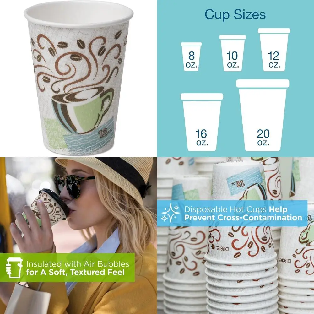 

Hot Paper Cups with Perfect Touch, 500 Count, Perfect for Serving Hot Beverages