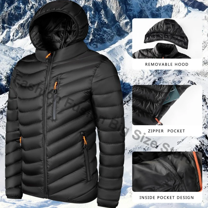

2025 New Autumn Winter Men Warm Parkas Windproof Thick Hooded Jacket Coat Mens Fashion Slim Outwear Men Classic Casual Parka Men