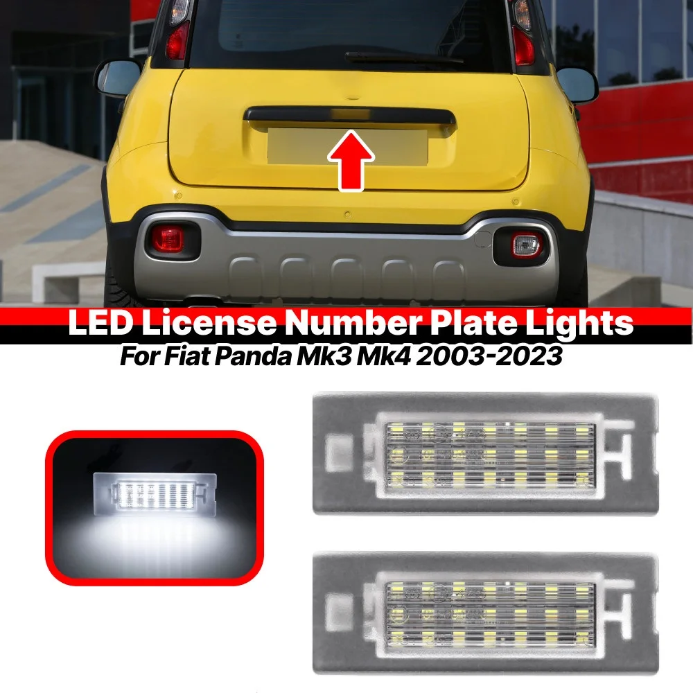 

2pcs LED Licence Plate Light Number Plate Light Lamp White For Fiat Panda Mk3 Mk4 Type169 312/319 2003-2023 71734797 71771501