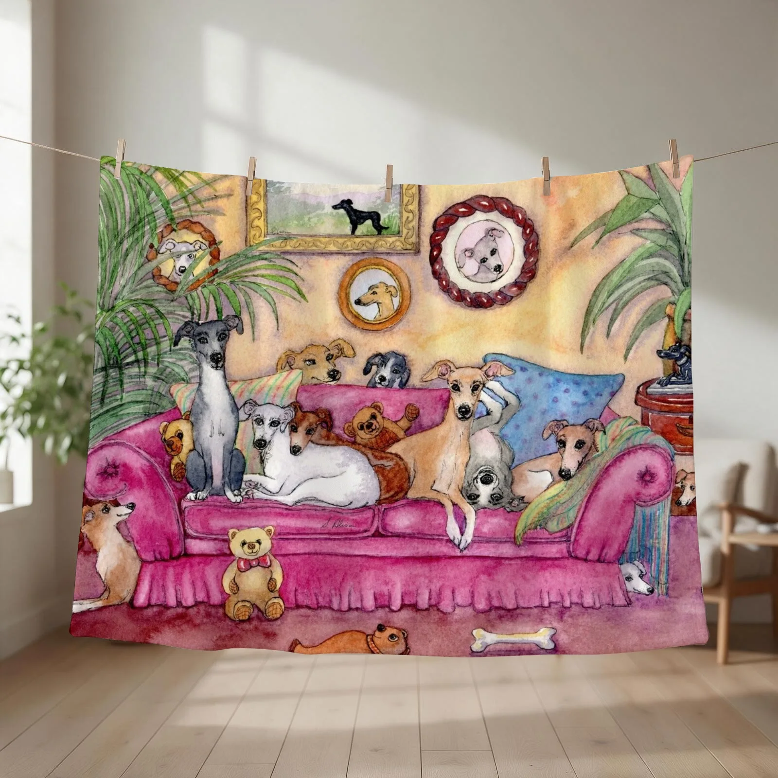 This is our sofa. So - where's yours? Greyhounds and whippets on the couch. Throw Blanket