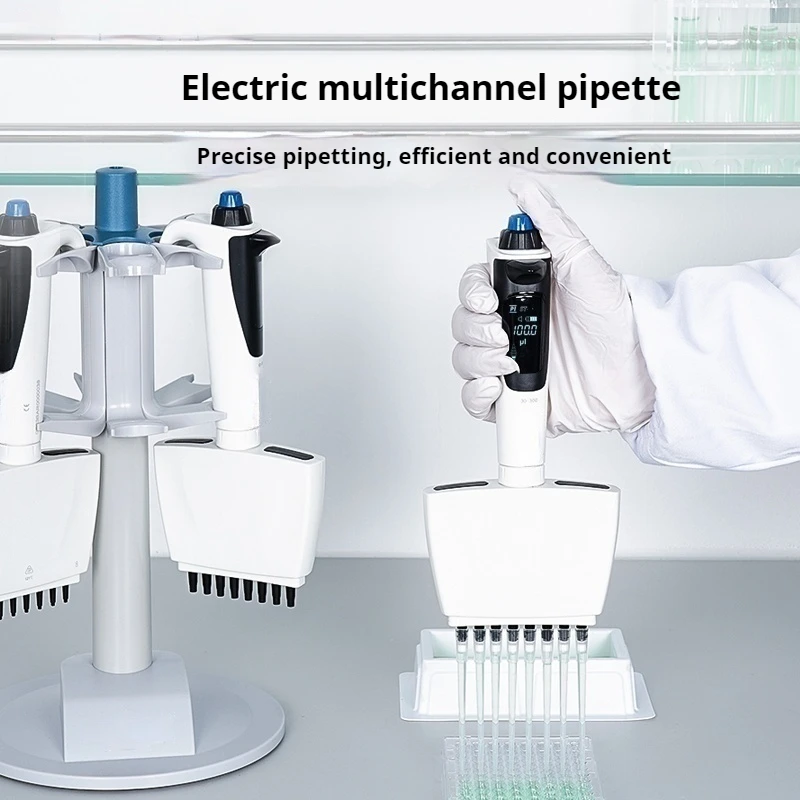 DPette+ Multi-functional 8 Channel Electronic Pipette Digital Pipet Mixing Pipetting Lab Supplies Micropipette Laboratory