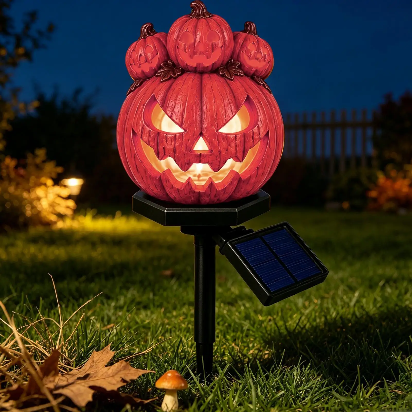 Solar Power Halloween Lights Spooky Funny LED Pumpkin Garden Decor Solar Halloween Decorations Outdoor Lights for Patio Porch