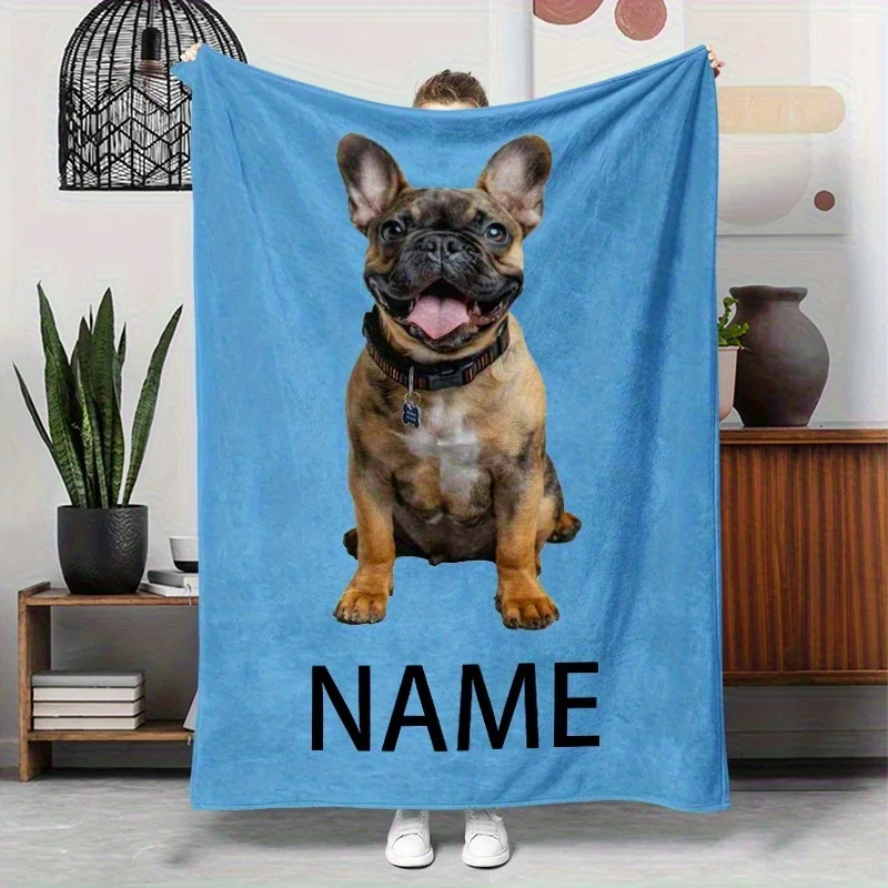 Cute French Bulldog Dog Lover Fleece Throw Blanket Cozy Pet Gift For Dog Moms Winter Home Decoration Plush Throw