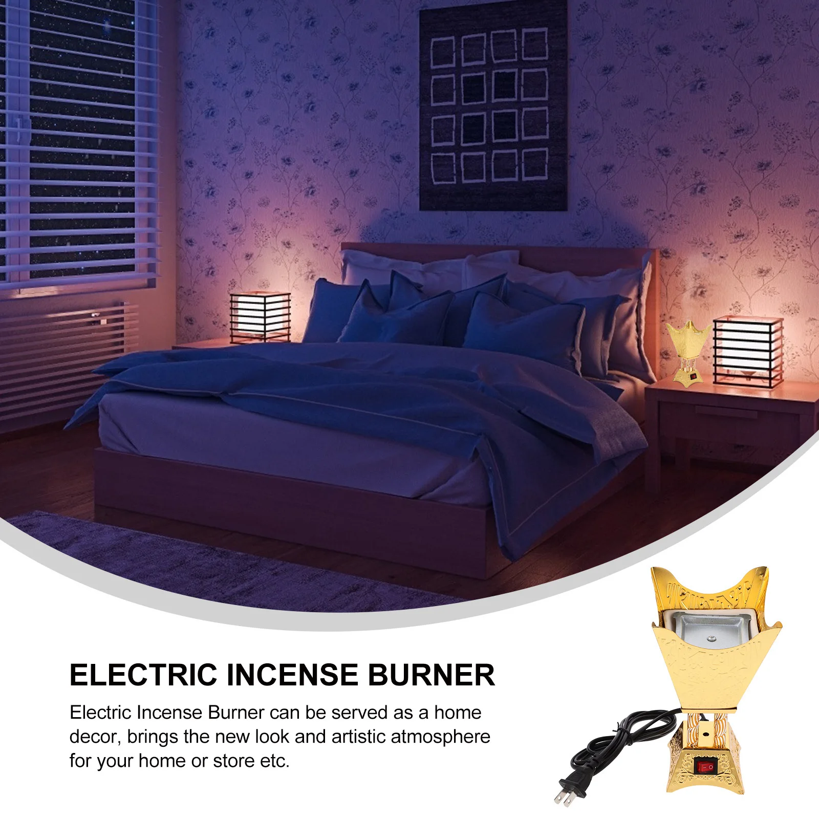 

Electric Aroma Incense Burner Delicate Design Safe Convenient Use Home Decor Craft Ornament Classical Furnishing Gift Us Plug