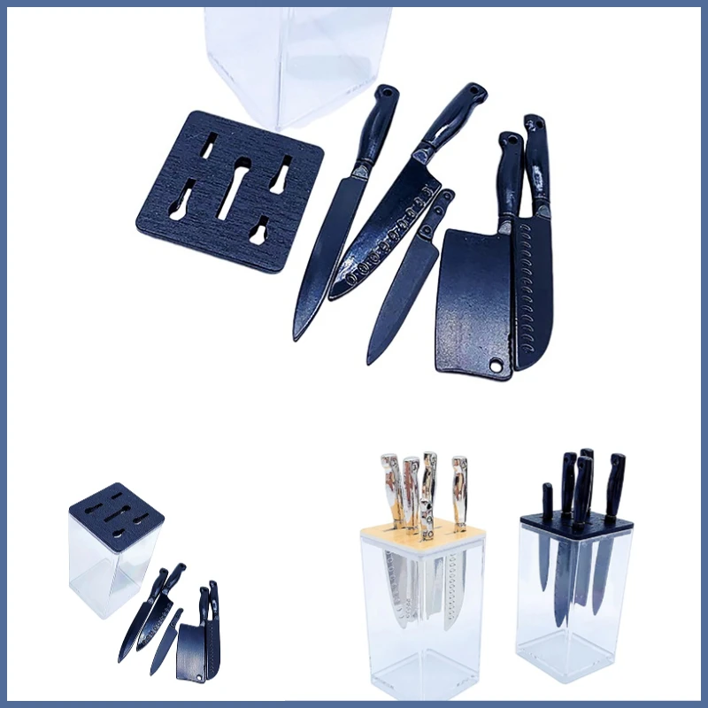 1/12 Miniature Dollhouse Knife Rest Set Model Mini Knives Cooking Utensils Dolls House Kitchen Accessories