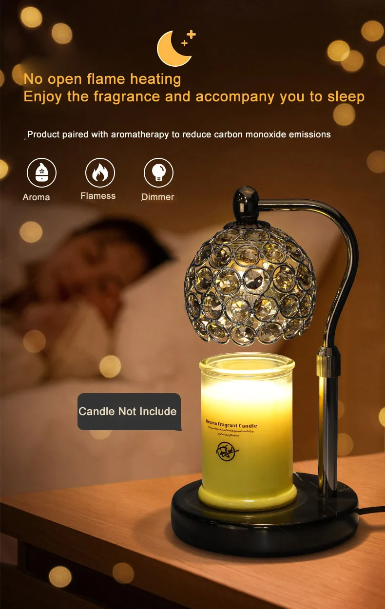 

Vintage Marble Aromatherapy Wax Melting Lamp Bedhead Creative Crystal Lamp Romantic Atmosphere Candle Melting Lamp With Dimmer