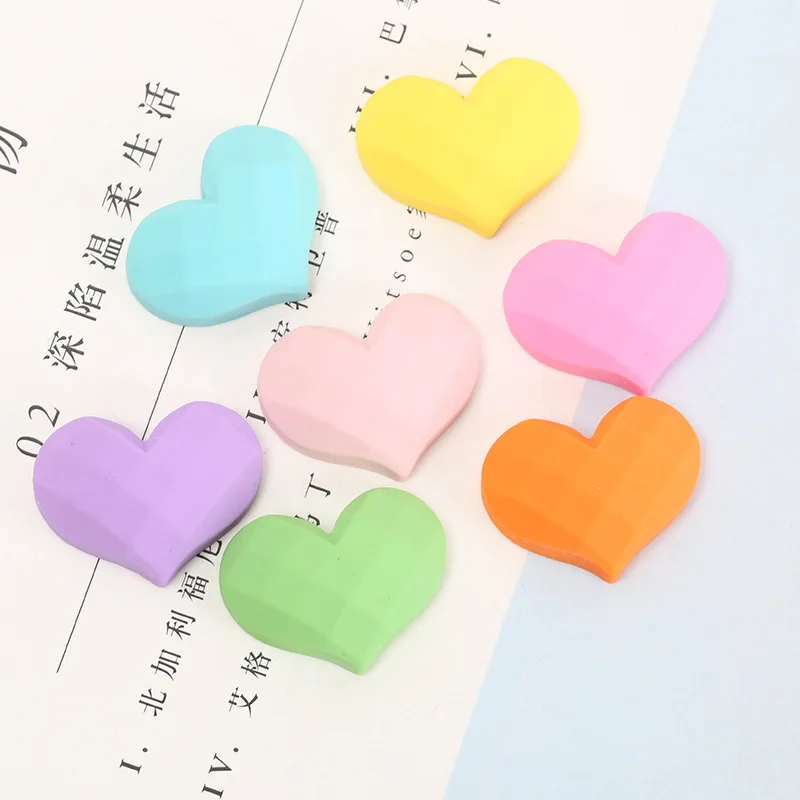 

20pcs Resin Heart Cabochon Flat back Phone Decoration Faceted Hearts Flatback Cabochons for Bows Accessories DIY Scrapbooking