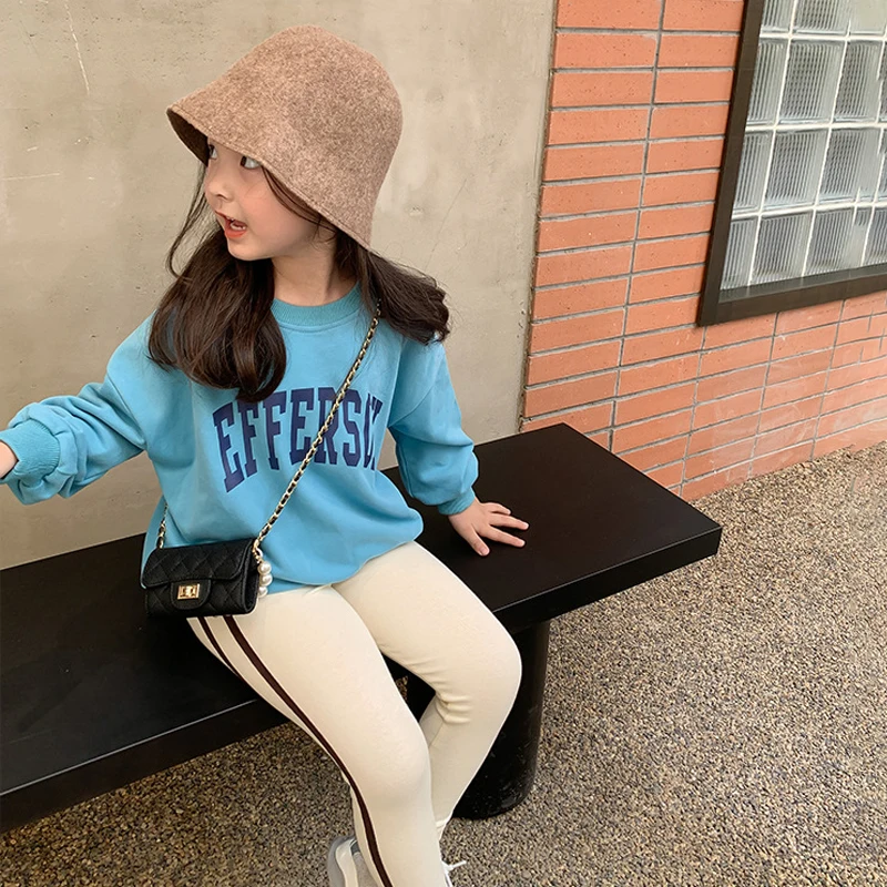 

Spring Autumn Girls Sweat Shirt Baby Pullover Kids Tops Children Clothes Casual Big Letter Print O Neck Thin 1-8Y