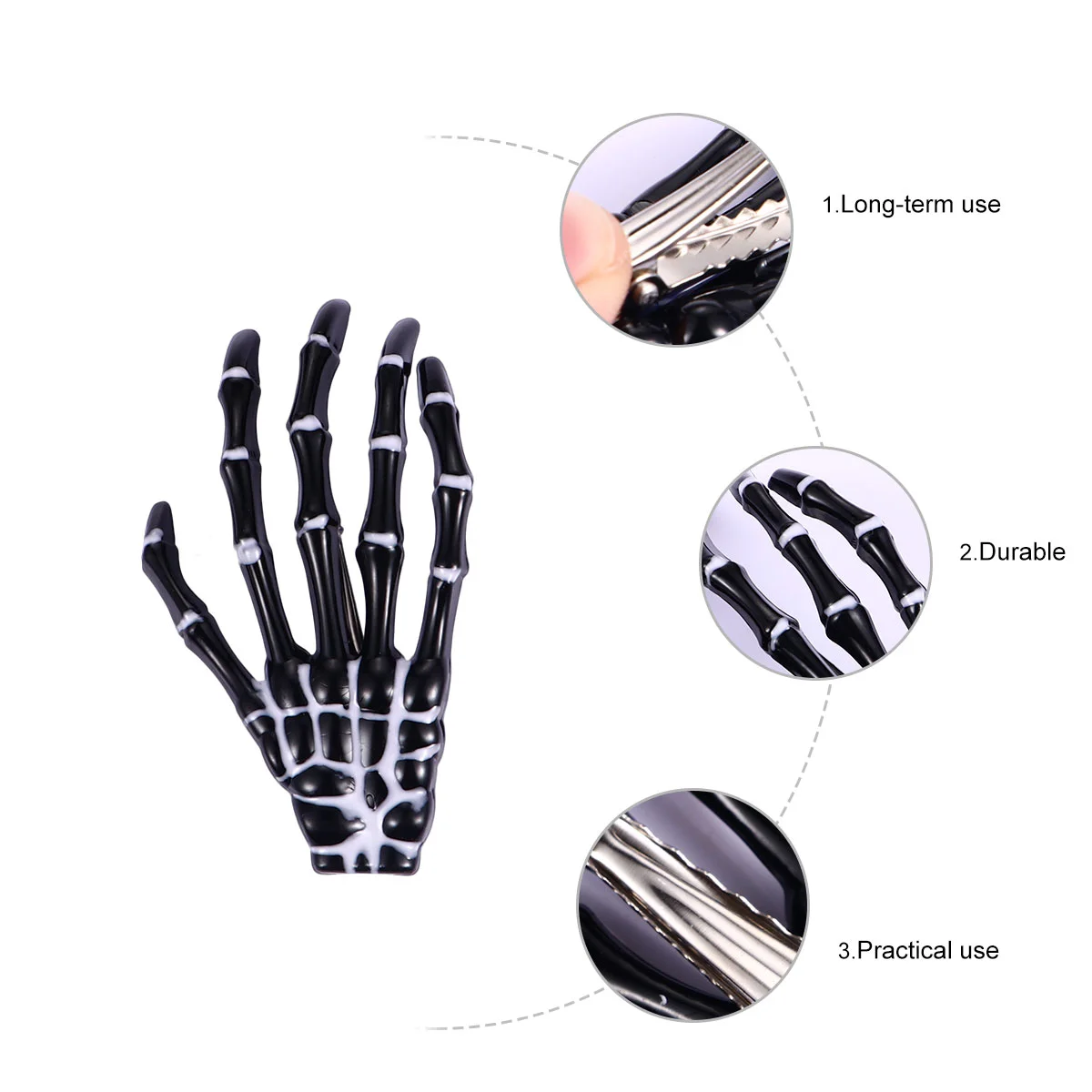 6 Pcs Hand Bone Hairpin Bangs Clip Black Clips Women Halloween Claw Skull Shape Headdress Paw Plastic Resin Child