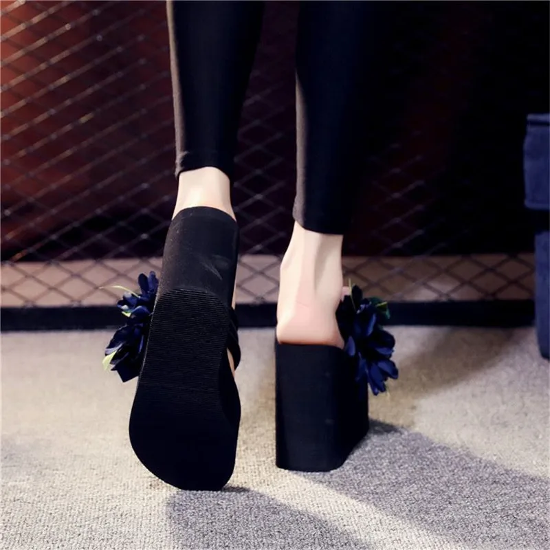 Flower Slides Women Shoes Woman Fashion High Quality Wedge Slippers Designers Sexy High Heels Mules