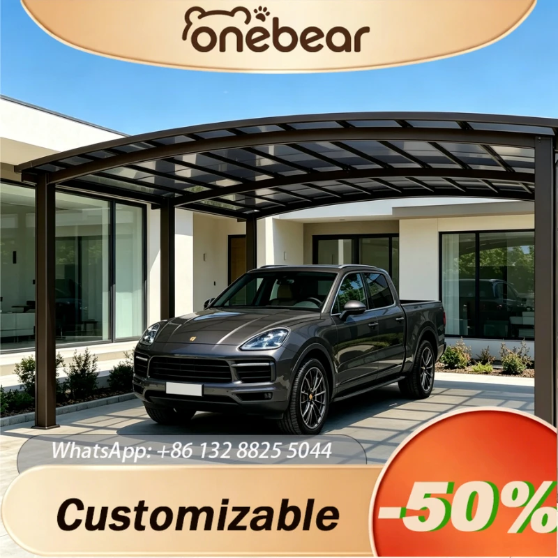 Garden Backyard Aluminum Polycarbonate Carport Durable PC Panel Outdoor Car Canopy Suitable for Family Vehicle Parking