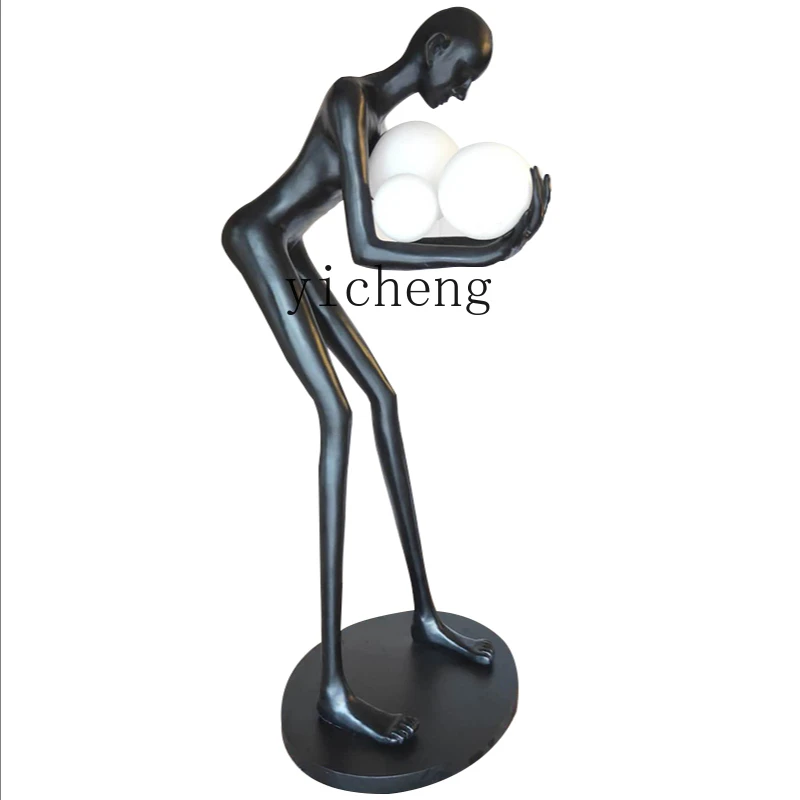 ZC  humanoid sculpture holding the ball and landing in the hotel lobby living room creative large human body landing ornament