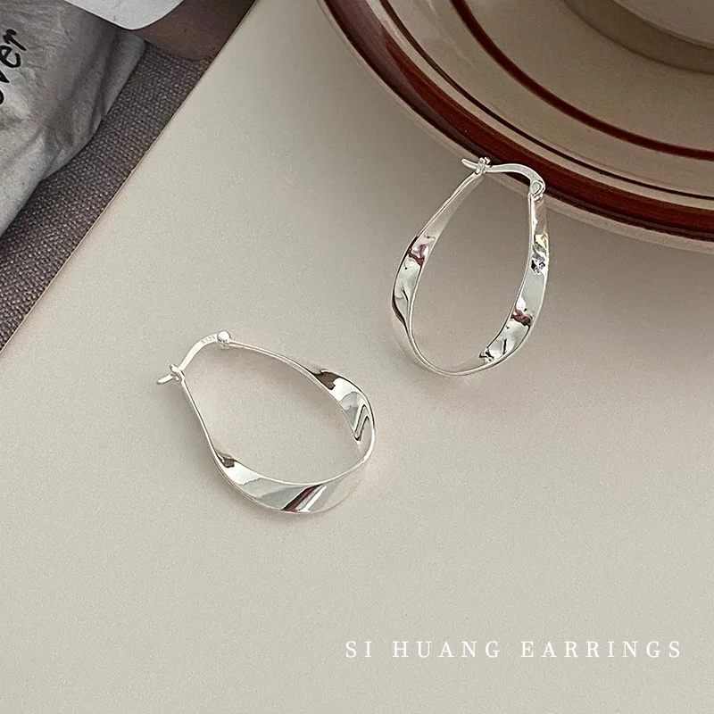 Hot Sale Fashion Metal French Geometric Twisted Hoop Earrings for Woman Classic Earring Party Wedding Pendant Fashion Jewelry